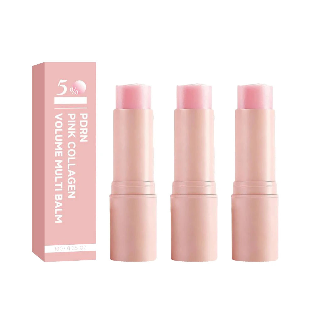 PDRN Pink Collagen Volume Multi Balm Stick Hydrating Wrinkle Cream NAD Stick for Face,Under Eyes, Lips Fine Lines, Firming Care
