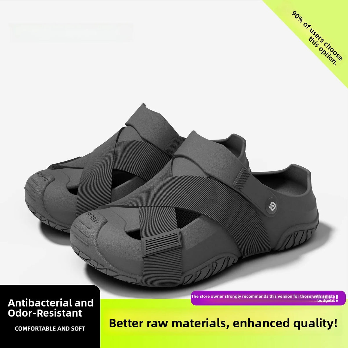 Men's Thick Bottom Sandals Full Coverage Outdoor Sports Waterproof Breathable Summer Slip-On Stream Trudging Beach Shoes