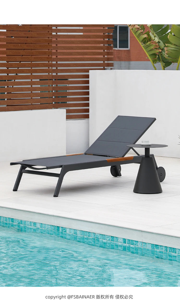 ZML Outdoor White Hotel Pool Sun Lounge Waterproof Seaside Beach Bed