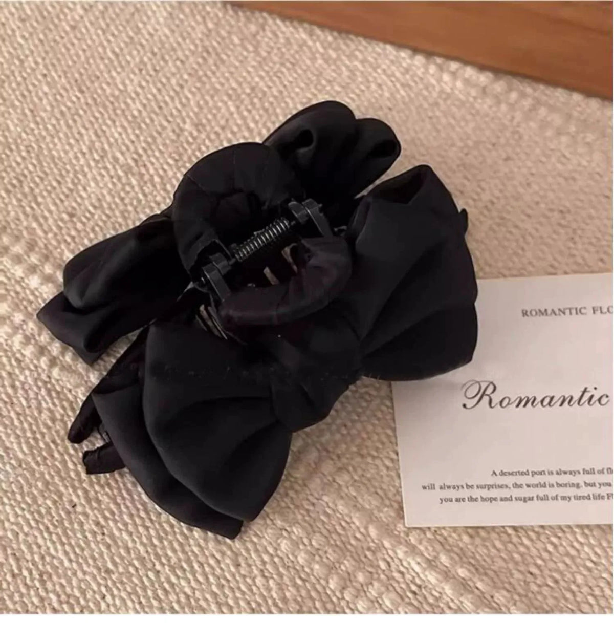 FENGCHE Bow Hairclaw Elegant Temperament Satin Grab Hair Accessories Shark Clip on The Back of The Head Hair Claw Clip