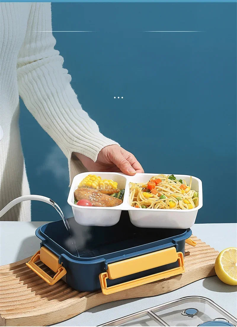 850ML Lunch Box with Tableware Sauce Box Portable Plastic Compartment Bento Box for Kids Food Storage Container Microwavable