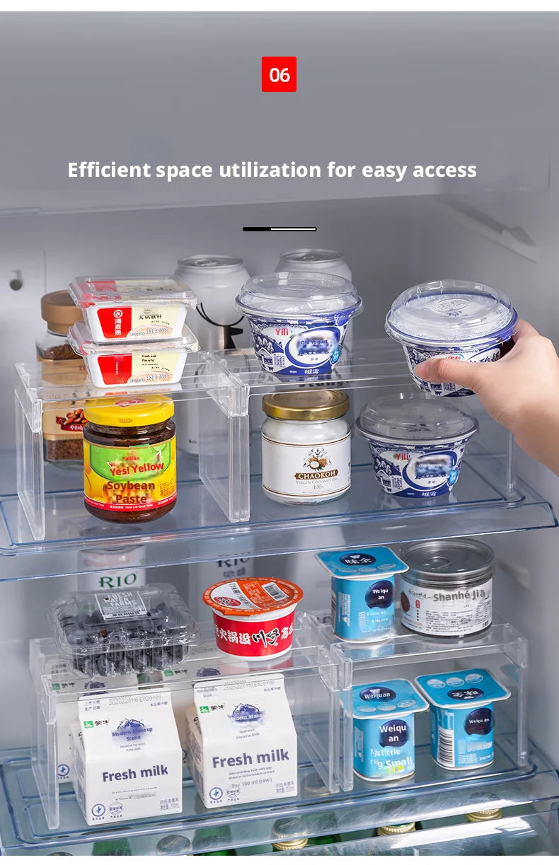 Adjustable Clear Kitchen Cabinet Organizer, Expandable Spice&Plate Storage Rack,Kitchen/Bathroom Divider Organizer for Cabinets