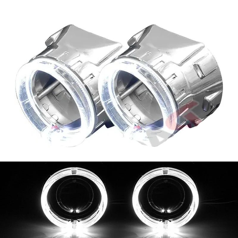 2.5 inch 80mm LED Angel Eyes Projector Shrouds WST Bi-xenon Bi-led Headlight Lenses Cover Mask Car Light Retrofit Accessories