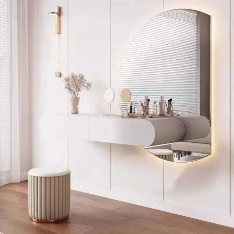 Cream suspended dressing table modern minimalist bedroom dressing table wall mounted dressing table mirror combination u q