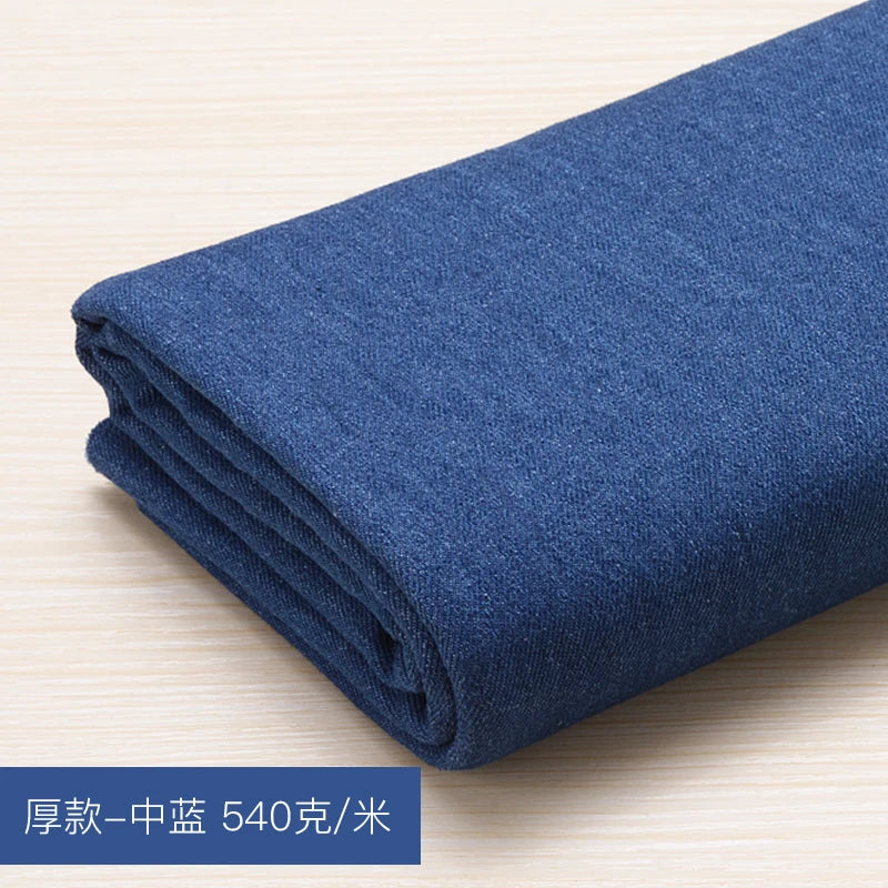 Washed Denim Jeans Fabric Cotton By The Meter for Needlework Dress Skirt Shirt Jacket Pants Diy Sewing Wearable Soft Cloth Blue