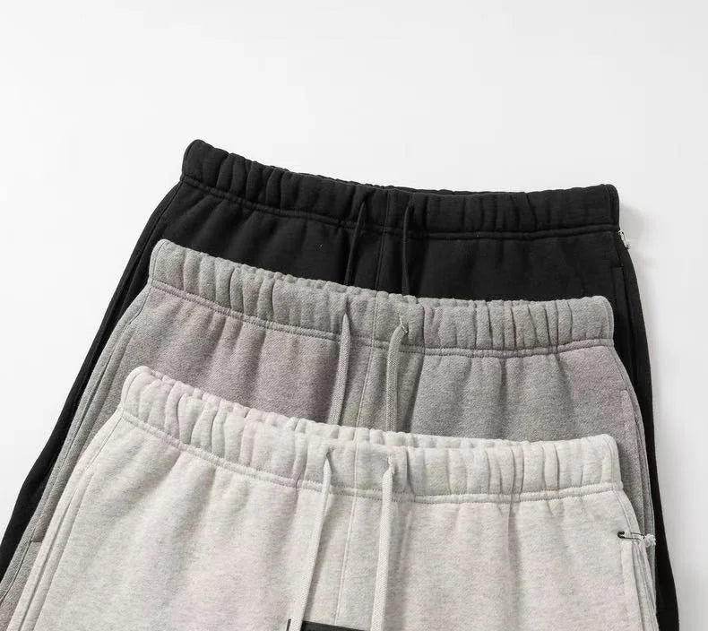 Fashion Double Line Matching Set Men's Drawstring Pants Luxury Design Plush Letter Pants High Street Couple Oversized Pants Set