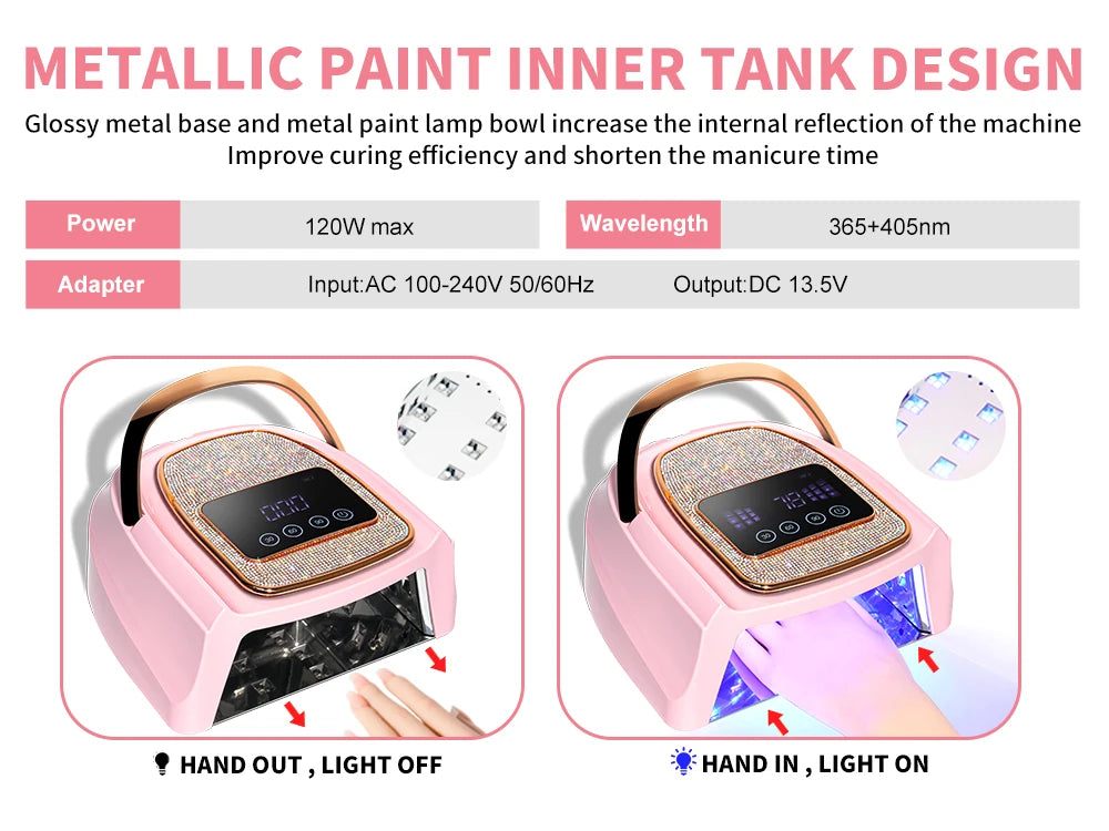 Professional UV LED Nail Lamp Rechargeable 30 LED Nail Dryer Suitable for All Gel Nail Polish Curing Lamps Manicure Salon Tools