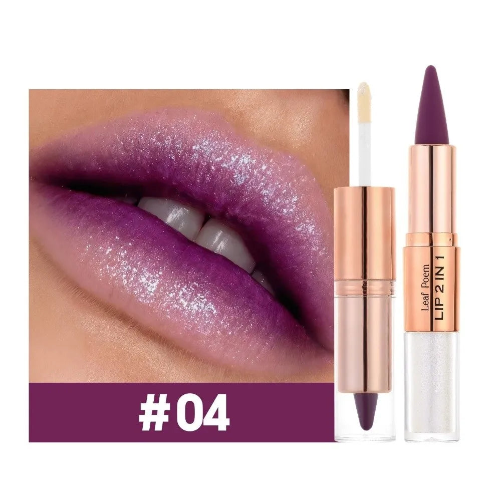 2 In1 Double Head Lip Liner Matte Finish Non Stick Waterproof Lip Contour Tapered Tip Long-Lasting Gradient Lipliner Pen