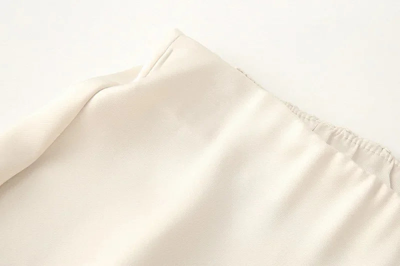 MUJER Women's Pants Sets off Shoulder Crop Top Woman Satin High Waist Pants Sets for Women 2 Pieces Summer Outfit Woman Trousers