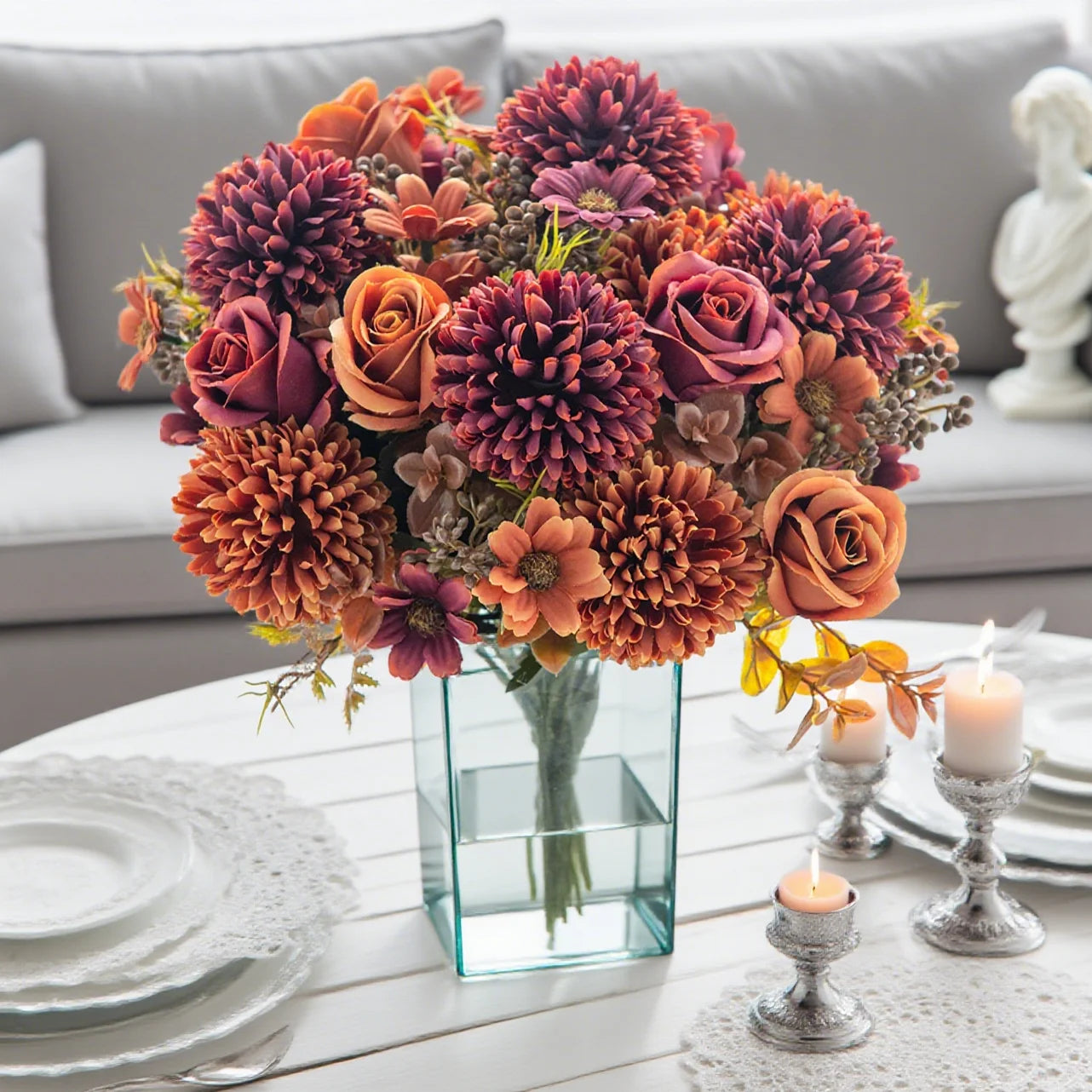 Silk Rose Artificial Flowers Wedding Home Room Valentine's Decora Wreath Bridal Bouquet Table Vase Photography DIY Gift Box Yard
