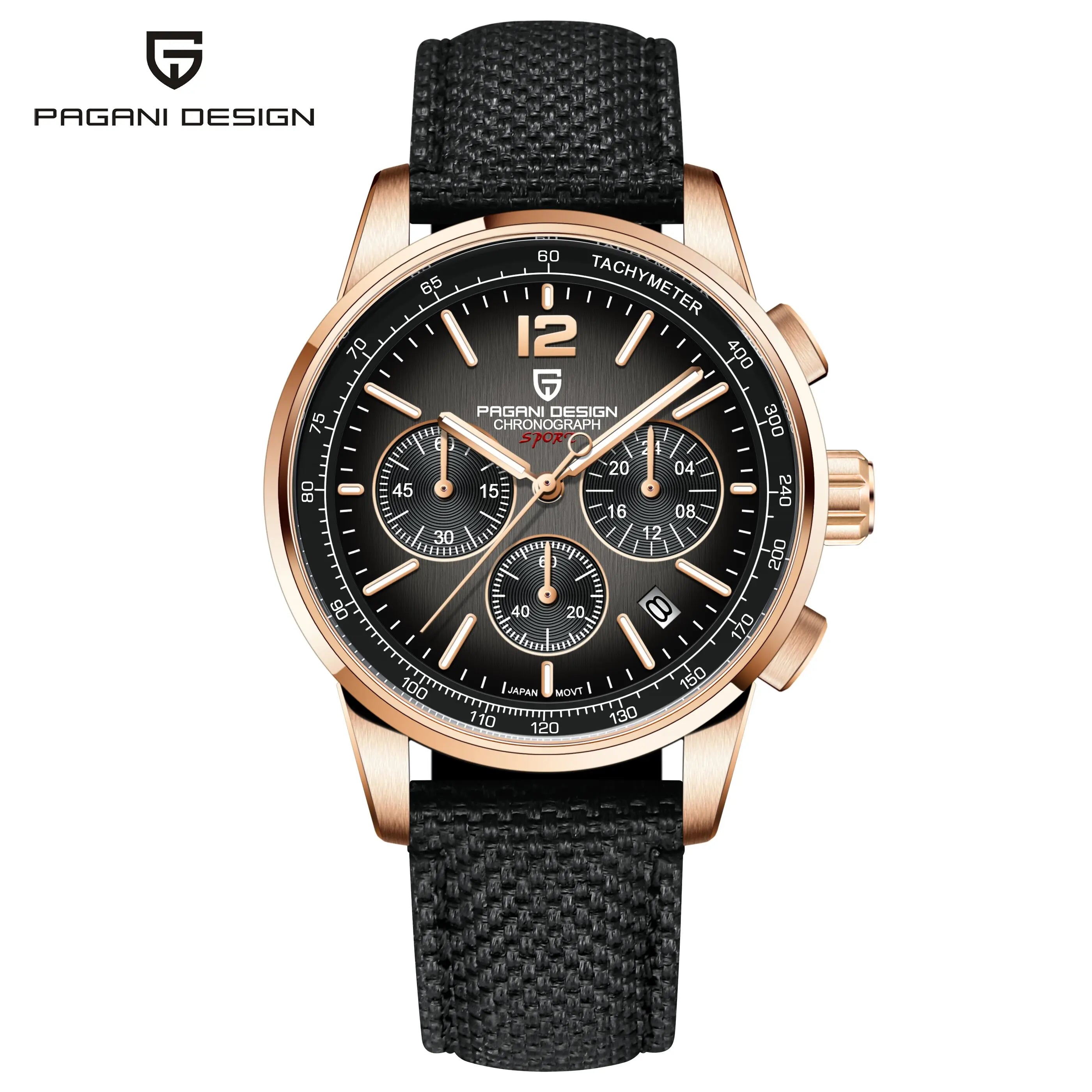 PAGANI DESIGN Men Quartz Watch Modern Light Simple Fashion Pioneer Stainless Steel Tachymeter Waterproof Calendar Luminous Watch