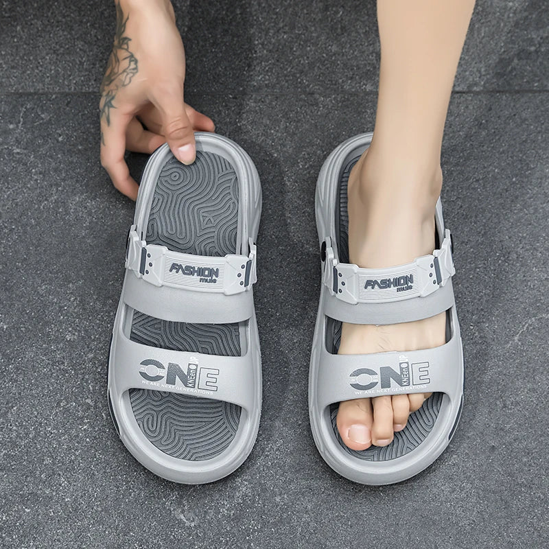 2026 New Summer Man Sandals Soft Bottom Slides Non-slip Thick Soled Men's Slippers Flip Flops Indoor Outdoor Beach Sandals