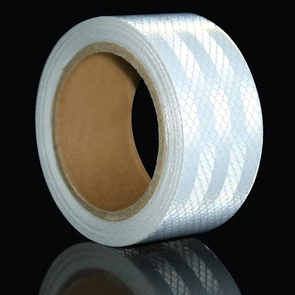 2''x17FT Reflective Strips Car Stickers PET Self-adhesive White Reflect Decal Light Reflector For Things Waterproof Bicycle Tape