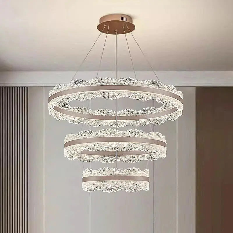 LED Luxury Pendant Light Living Dining Room Bedroom Modern Upscale Acrylic Texture Suspension Lamp Home Decoration