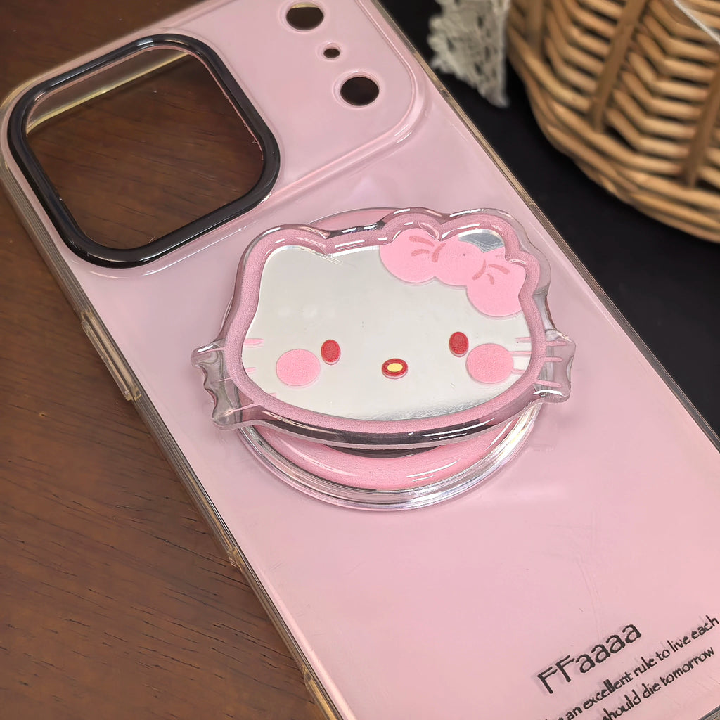 Korean Hello Kitty Makeup Mirror For MagSafe Magnetic Bracket Phone Grip Tok Griptok For iPhone 18 17 Accessories Bracket Ring