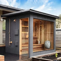 Modern simple outdoor cedar cube sauna easy installation automatic control furnace 4-6 people computer control panel
