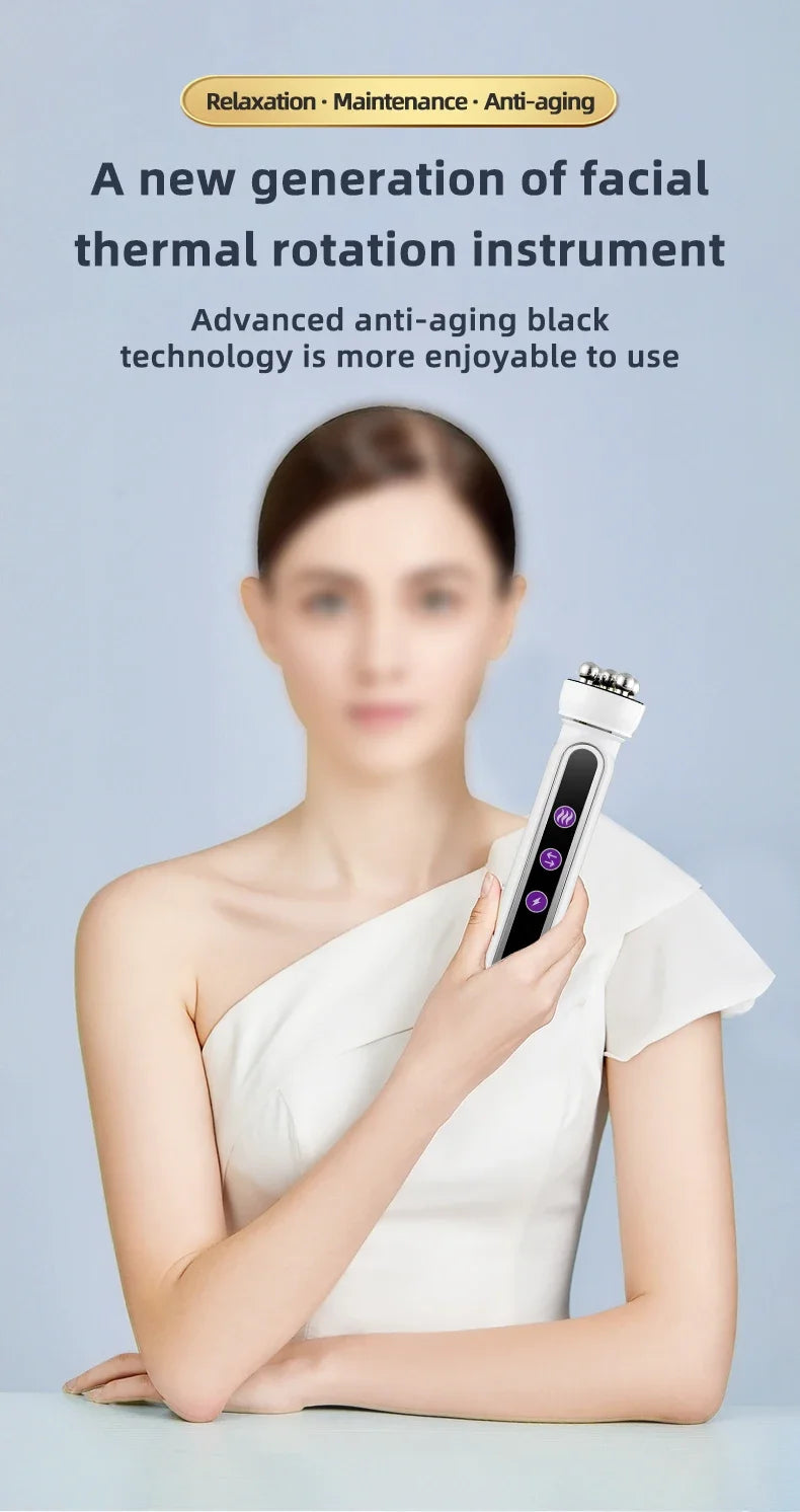 Micro Facial Massager EMS LED Phototherapy Rotary Massage Heating Electric Facial Massager Beauty Device Skin Care Tools