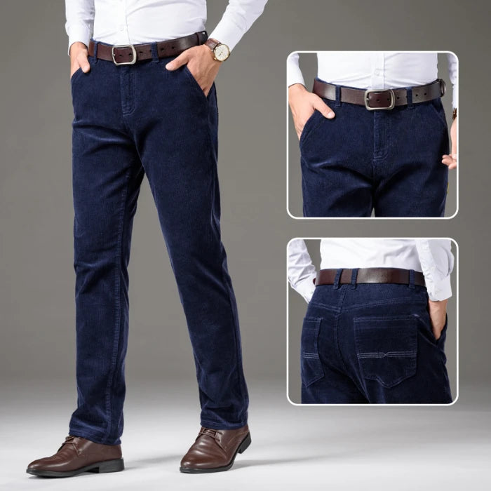 Corduroy Men's Business Casual Pants Fashion Comfortable Khaki Slim Straight Trousers Classic Male Brand Clothing Pants