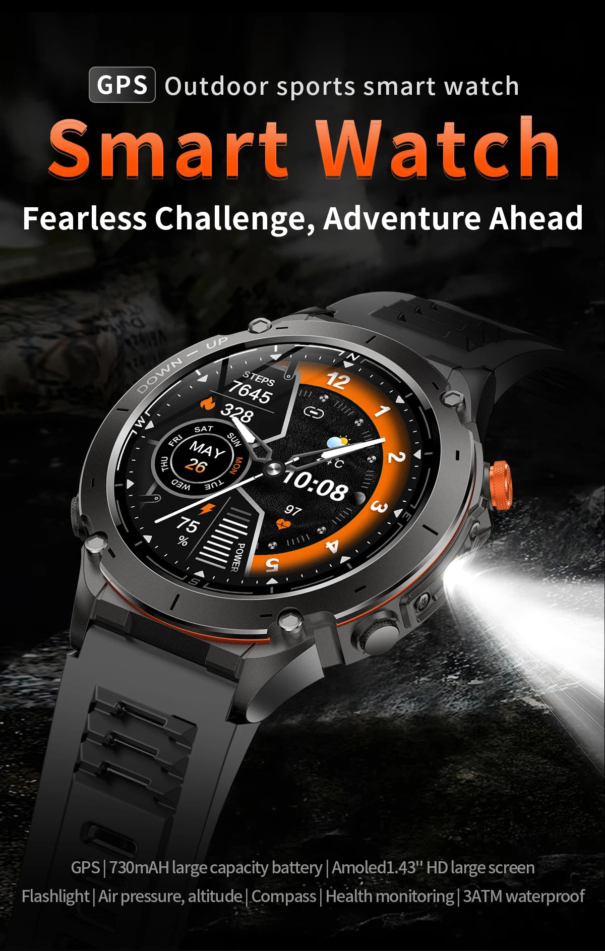 2026 New GPS Smart Watches 10 ATM Waterproof Built-in Dual-band GNSS Compass Military Sport Men SWIM Smartwatch For Android IOS