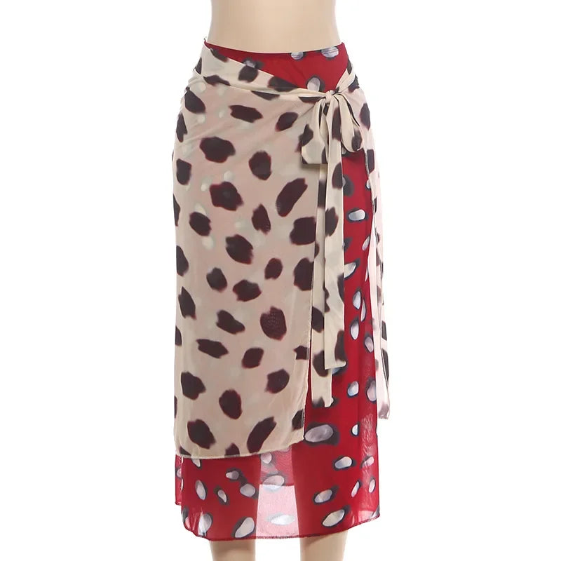 Trendy Slip Dress Animal Print V-neck Sexy  High Slit Fit Maxi Women Dresses Party Stylish Retro Summer Beach Street Outfits Y2k