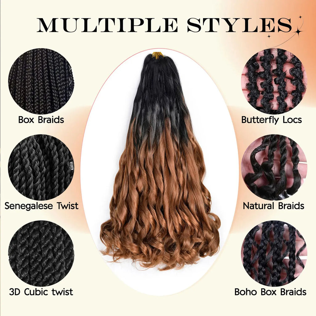 16Inch French Curls Braiding Hair Synthetic Spiral Curls Braids Hair Extensions Pre Stretched Loose Wave Braiding Hair For Women
