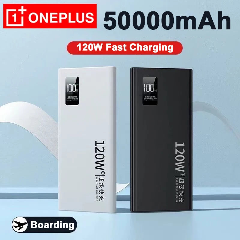 OnePlus 50000mAh Original Mobile 120W 30000mAh Power Bank Two-Way Fast Charging External Battery Compatible With Android IOS