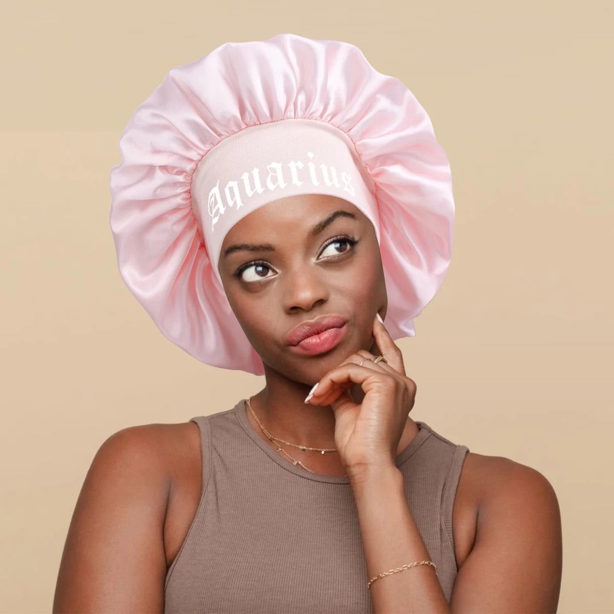 1PConstellation printing satin wide band sleep bonnet ,soft sleeping bonnet with wrap band,make up washing face daily use bonnet