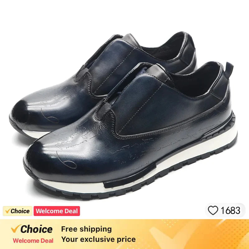 Men Shoes British Genuine Leather Shoes Comfortable Autumn 2026 New Lace Up Casual Shoes Crocodile Pattern Outdoor Men Sneakers