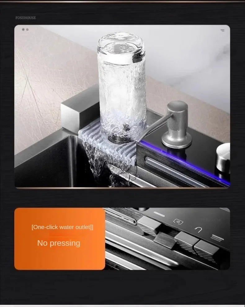 Modern Smart Kitchen Sinks Creative Metal Multi-functional Basin Luxury Household Sinks for Apartment Kitchen Rental House