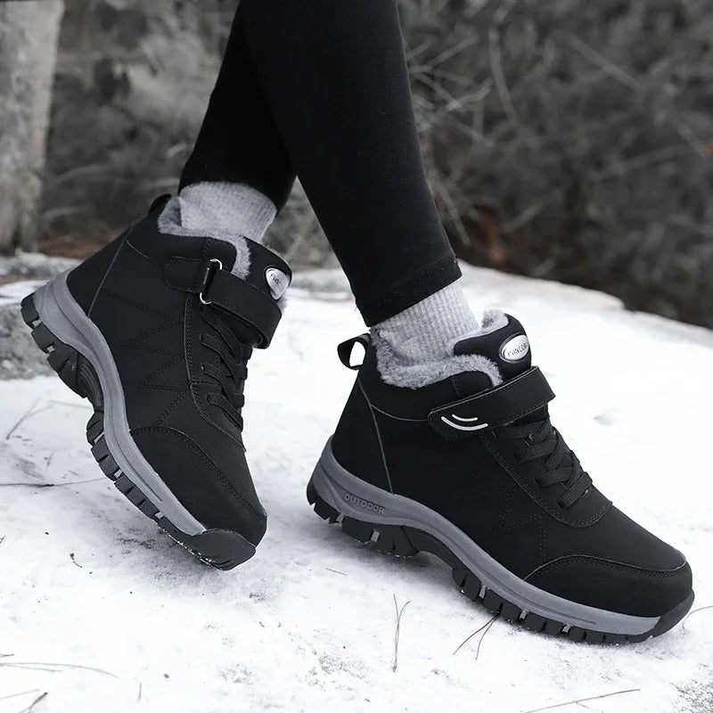 Men's Warm Snow Shoes Outdoor Leather Thick Plush Winter Man Casual Sneakers Original Waterproof Trend Sports
