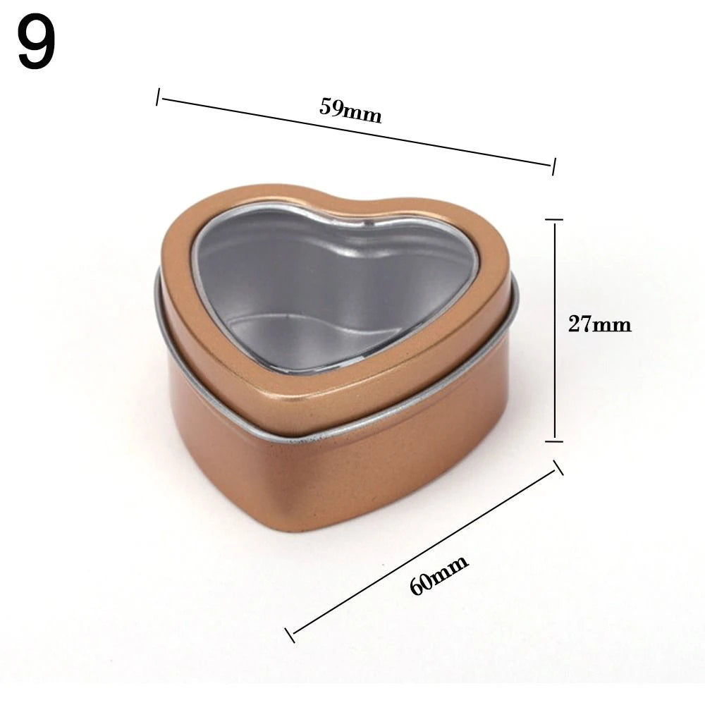 Heart Shape Metal Box Aluminum Tin Jar for Cream Balm Nail Candle Cosmetic Container Refillable Tea Cans Candy Packaging Box 1Pc
