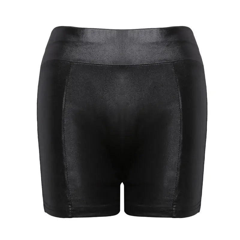 2026 Sexy Womens Shorts Shiny Elastic High Waist Shiny Faux PU Leather Short Pants Slim Hot Dance Clubwear Mini Shorts