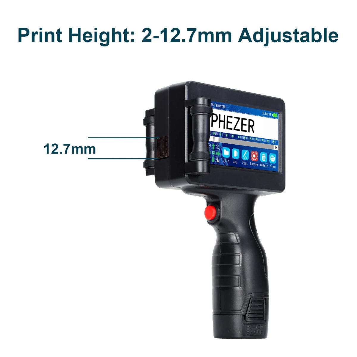 For HP Phezer P17 Handheld Inkjet Printer 12.7mm Smart Labeler for QR Bar Batch Code & Expiry Date 28 Languages Supported