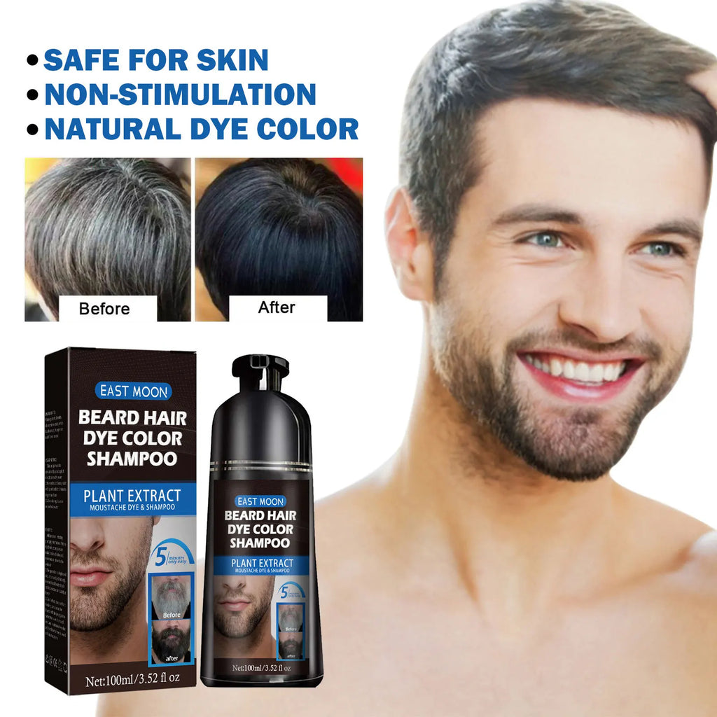 Natural Beard Dye Shampoo Permanent Repair White Grey Hair Removal Instant Mustache Dying Blacking Fast Beard Coloring for Men