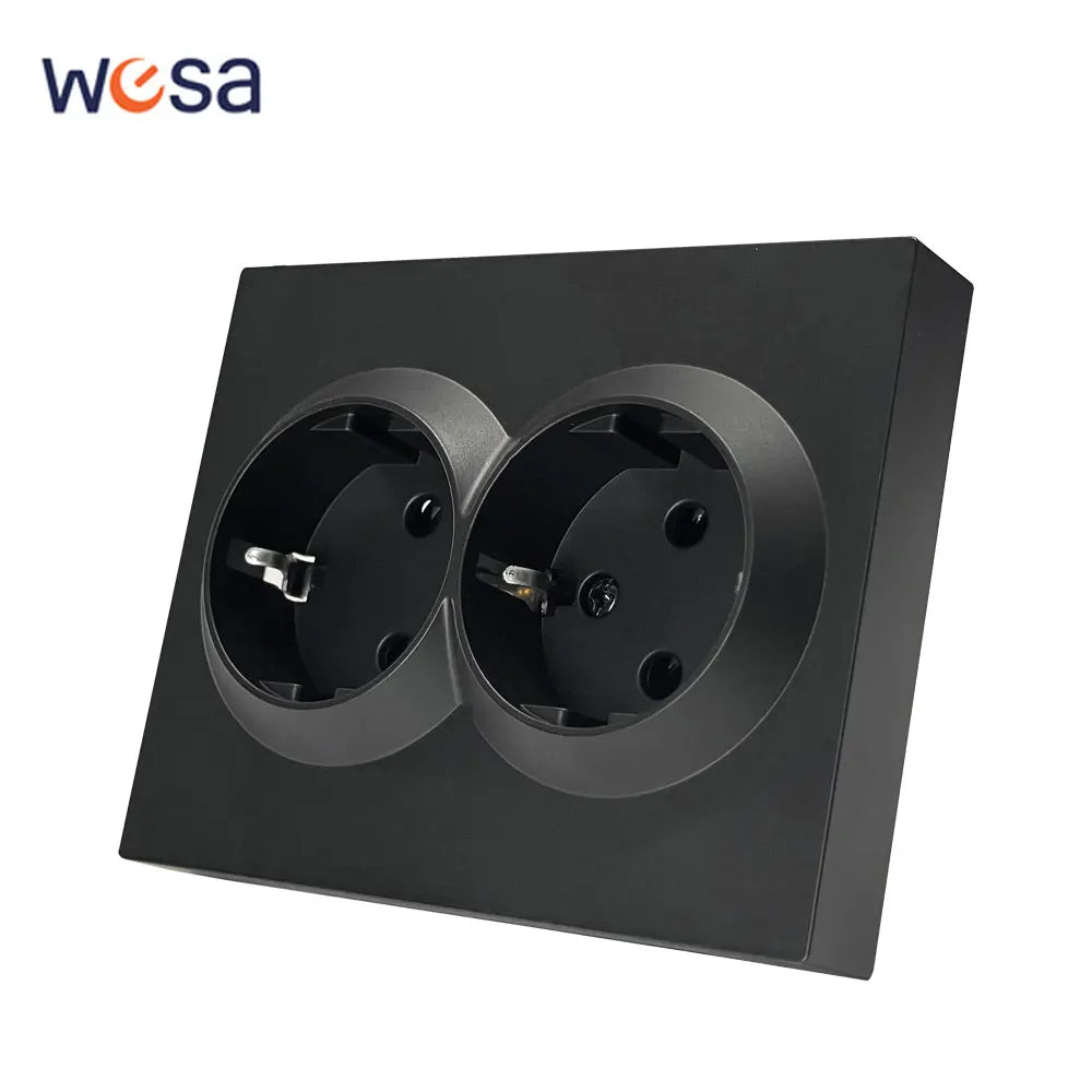 WESA Black Frosted Wall Light Switch Flame Retardant Plastic 1 Gang 1 Way Europe Standards Wall Rocker Button Switch On And Off