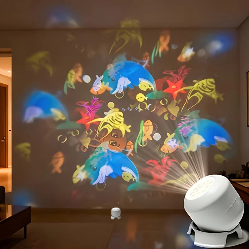 LED Starry Ocean Projector Light, 360° Rotating Dynamic Projection Night Light, USB Plug-in Ambient Lamp, Decorative Lighting