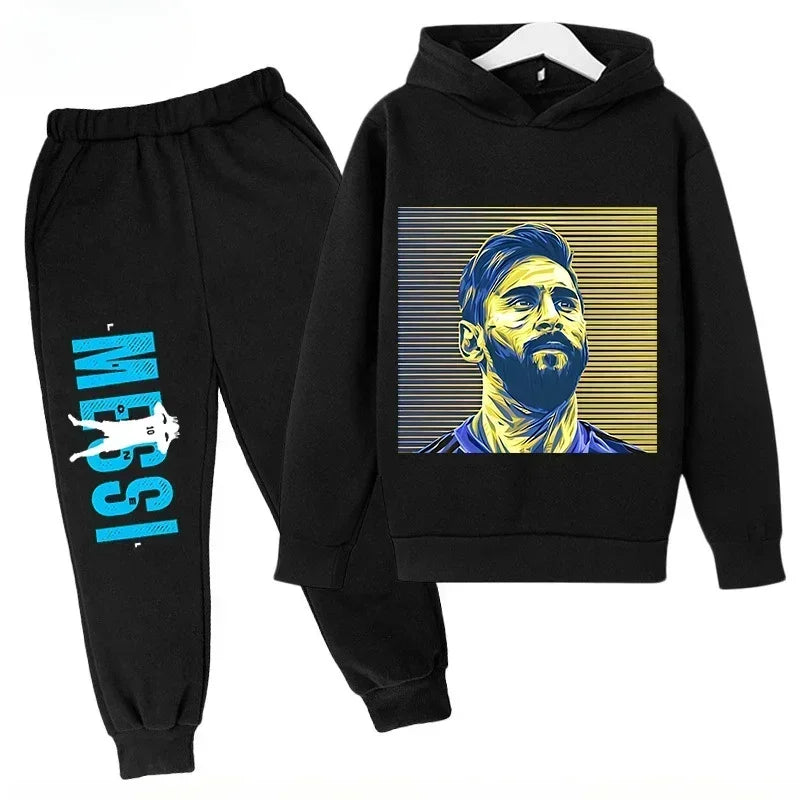 Spring Autumn Children's Set Sports Messi Print Hoodie Set Pants Suit 2pcs Set Boys Girls Kid Clothing Casual Fashion Tracksuit