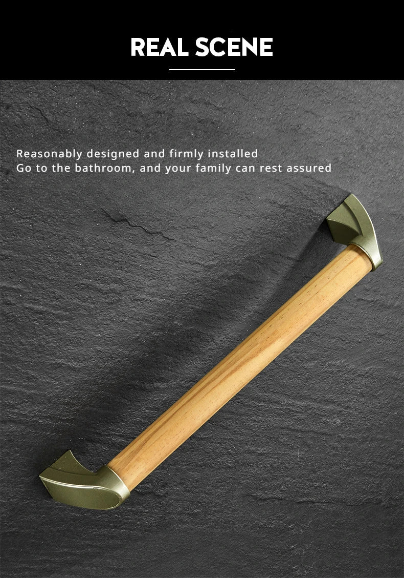 Household Bathroom Safety Armrests Bathroom Accessible Solid Wood Handle Elderly Disabled Toilet Non Slip One Word Handle