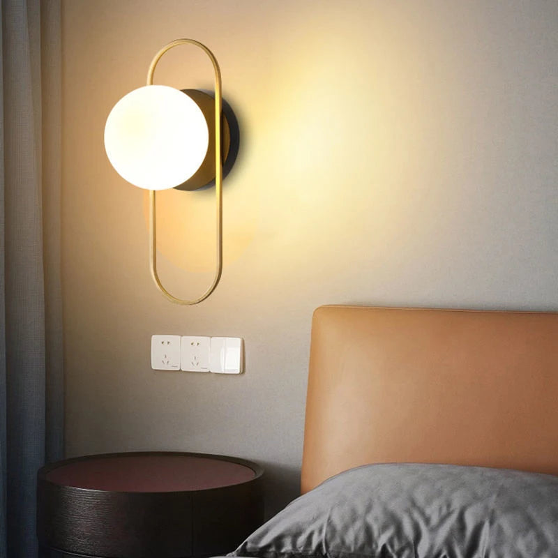 Modern LED Wall Lamps Black Gold Glass Ball Wall Sconces Living Rom Bedroom Hotel Decor Wall Lights Bedside Lights Aisle Lamp G9