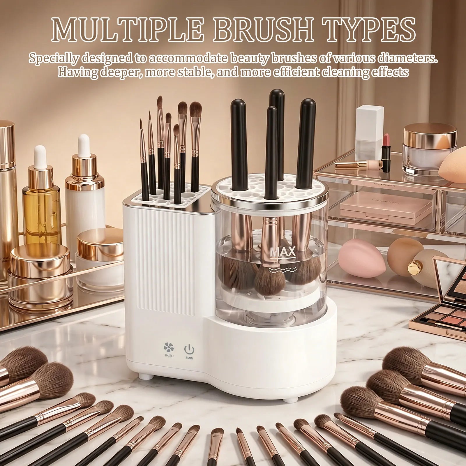 3 IN 1 Electric Makeup Brush Cleaner Machine Makeup Brush Automatic Cleaner Dryer Tool for All Size Beauty Brushes Fast Drying
