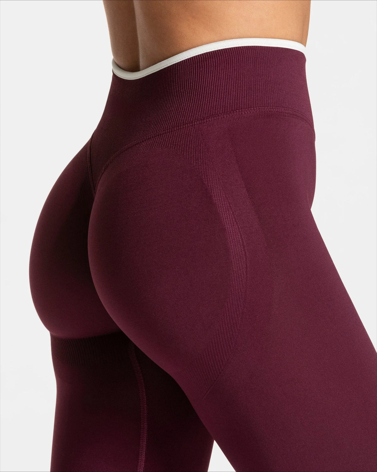 Women's Seamless Gym Solid Color Sports Pants White Edge Waist Tight High Waist Hip Lifting Yoga Pants Running Exercise Pants