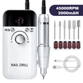 Professional Electric Nail Drill 45000 RPM Rechargeable Portable Manicure Pedicure Machine Kit with Bits