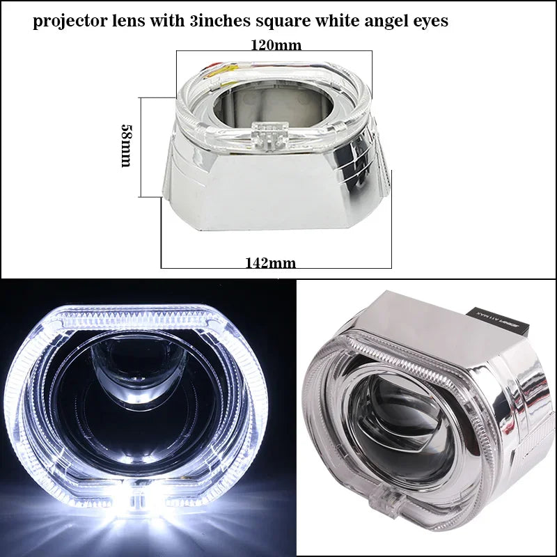 Sanvi 3” S13 Bi LED Dual Hyperboloid Projector Lens Headlights Angel Eyes 12V 68W 5500K 18000LUX For H4 H7 9005 Car Accessories
