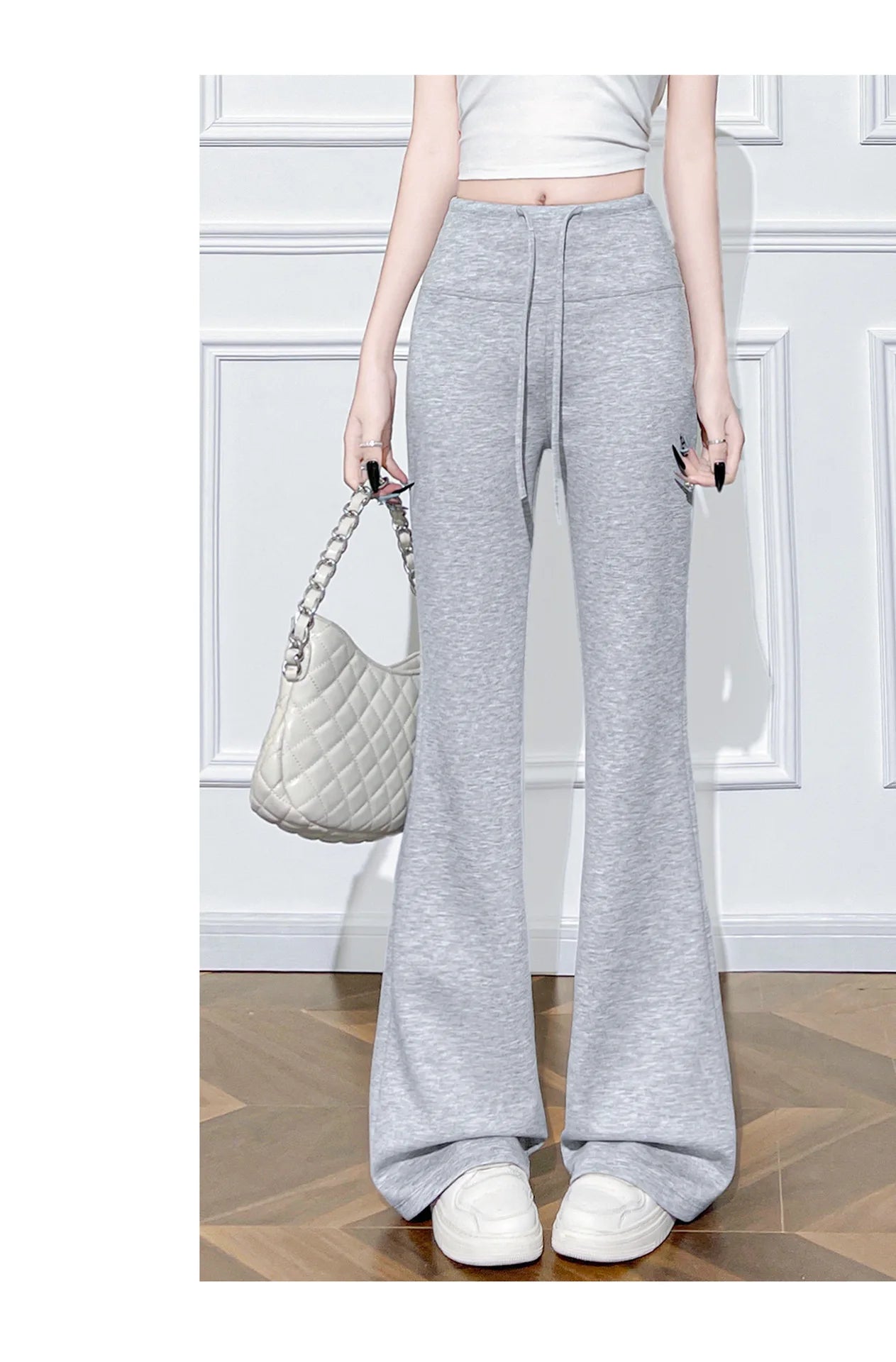 Women High Waist Drawstring Flared Sweatpants Slim Fit Stretchy Casual Yoga Pants Multi Colors