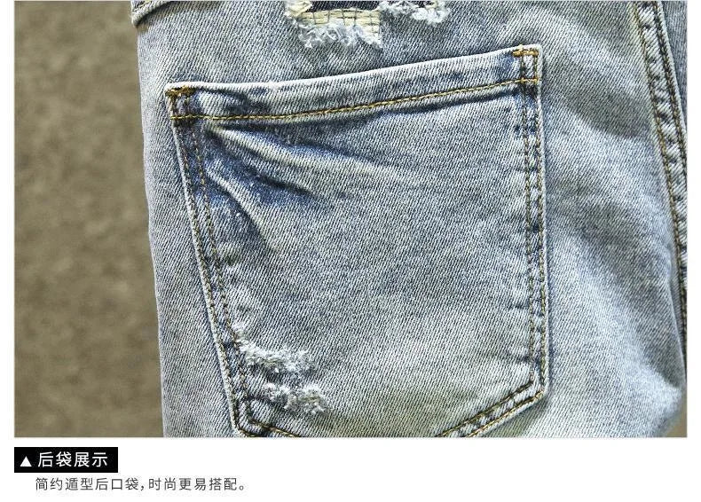 Summer New Fashion Trend Straight Leg American Retro Jeans Men's Casual Loose Sports Plus Large Size High-Quality Denim Shorts