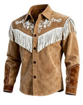 Unique Design Brown Tassel Leather Velvet Jacket Spring Summer Vintage Style Fashionable Streetwear Top