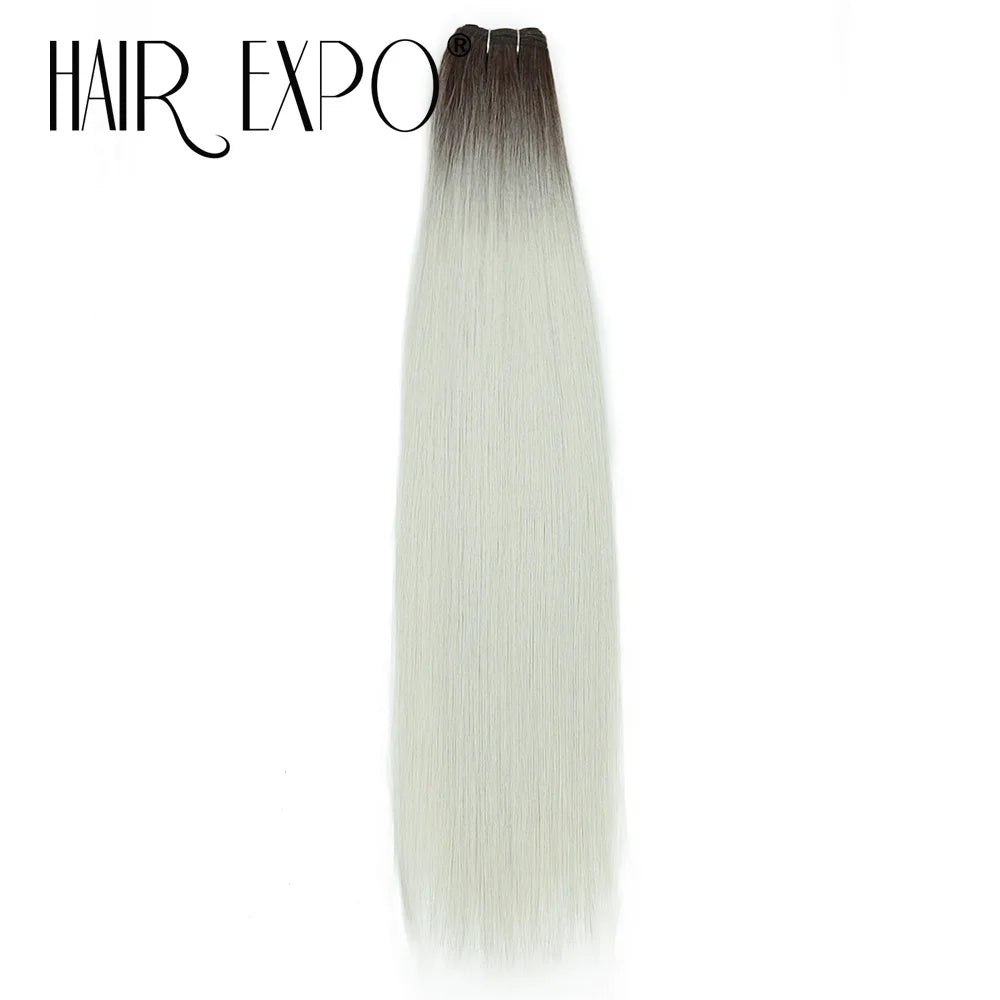 26" Bio Straight Hair Bundles Natural Soft Heat Resistant Fiber Synthetic Fiber Hair Extensions Protein Straight Hair Weave