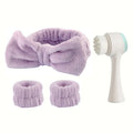 4Pcs Complete Facial Cleansing Kit Cleaner Brush Headband Wristband Hydrotherapy Exfoliating Tool for Blackhead Removal Skinca