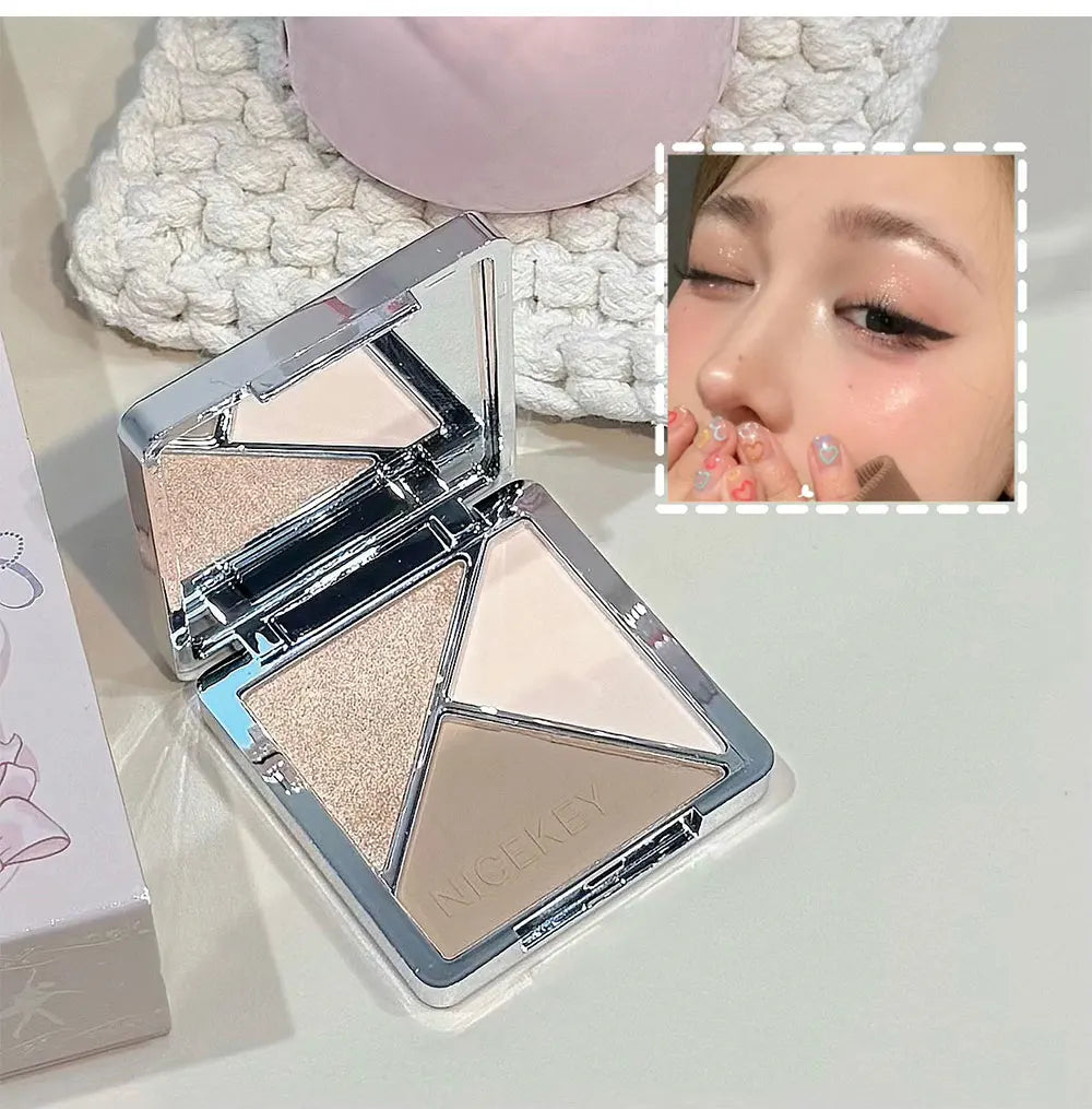 NICEKEY Face Makeup Sets Include 4 Lipgloss,1 Blush,1 Pressed Powder,1 Eyesshadow Palette,1 Contour Palette With Necklace Gift