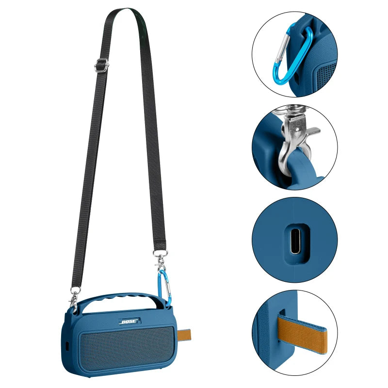 ZOPRORE Silicone Cover Case for Bose SoundLink Flex (2nd Gen) Speaker, Travel Protective Cover with Shoulder Strap and Carabiner